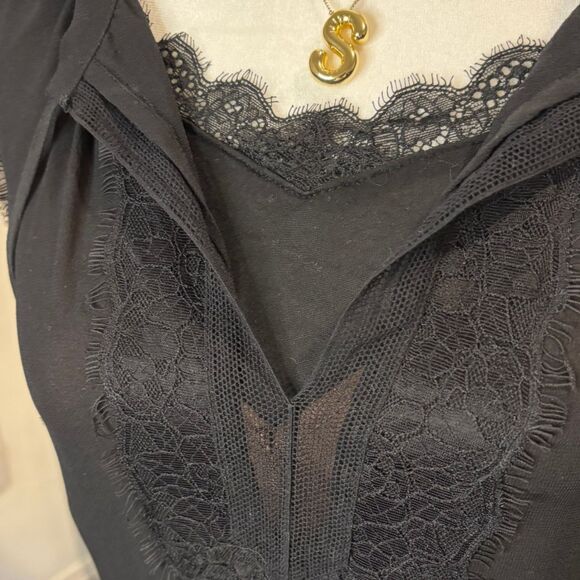 Rebecca Taylor Black Silk Lace Blouse Sleeveless Romantic Top Size 4 - Picture 2 of 6